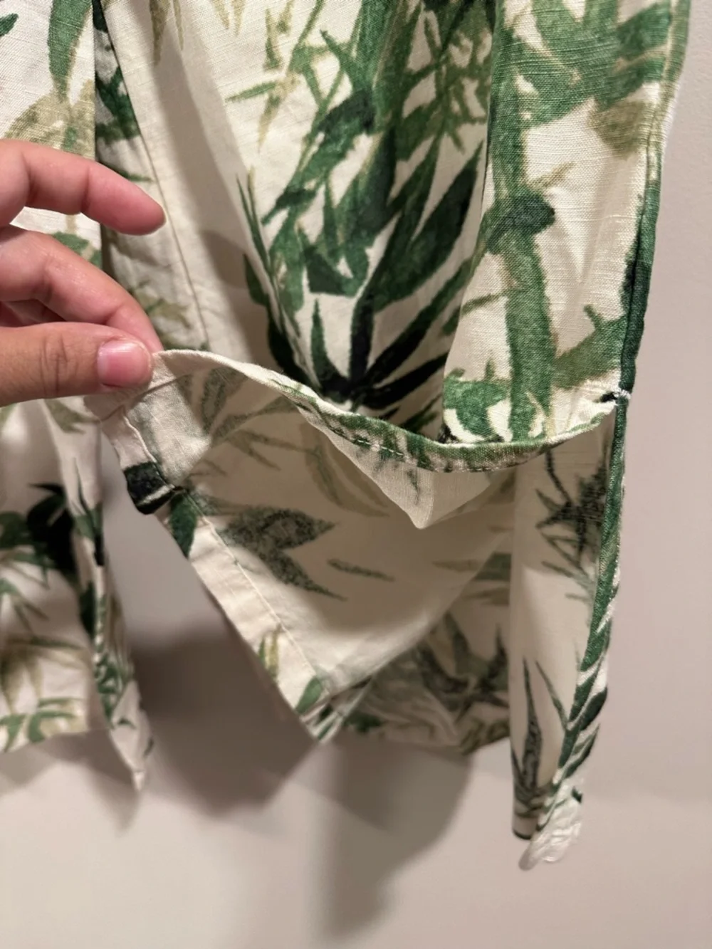 J. Jill Barley Palm Print Linen-Blend Wide Leg Crop Pants Beige GreenLeaf SP NWT - Picture 9 of 16